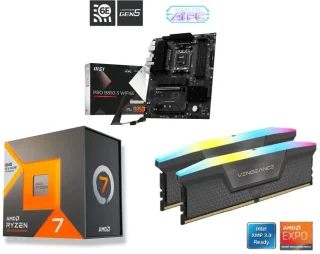 MSI PRO B850-S WIFI6E + AMD Ryzen 7 7700X3D + CORSAIR Vengeance RGB 16GB (2 x 8GB) DDR5 6000