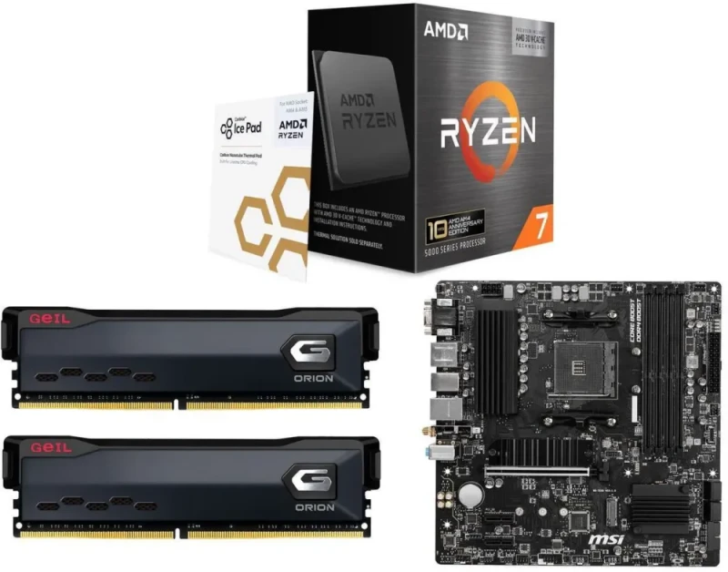 AMD Ryzen 7 5800X3D 10th Anniversary Edition + GeIL ORION 32GB (2x16GB) DDR4 3200 + MSI PRO B550M PRO-VDH WIFI - Featured Image