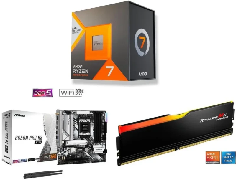 AMD Ryzen 7 7700X3D + ASRock B650M Pro RS WiFi + G.SKILL Ripjaws M5 Neo RGB Series 16GB - Featured Image