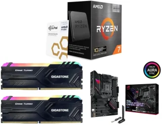 AMD Ryzen 7 5800X3D 10th Anniversary Edition + Gigastone GST Game Pro RGB 32GB (2x16GB) DDR4 3200 + Asus ROG Strix B550-F Gaming WiFi II