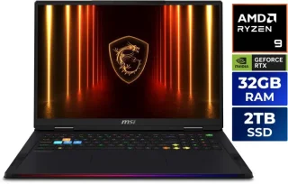MSI Raider A18 HX A9WIG-082US Gaming Laptop - AMD Ryzen 9 9955HX3D, GeForce RTX 5080 Laptop GPU 16GB, 32GB DDR5-5600 RAM, 2TB NVMe SSD, 18" 120Hz Mini LED Display, Wi-Fi 7, Windows 11 Pro