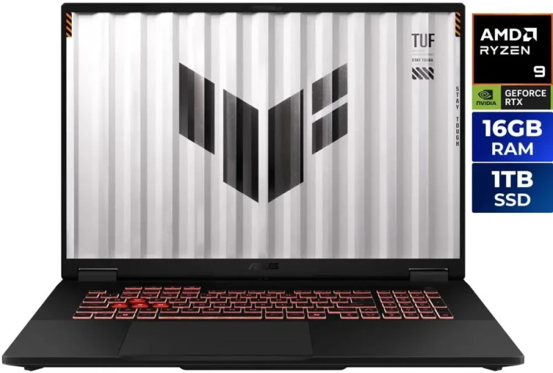 ASUS TUF Gaming A18 FA808PP-NB94 Gaming Laptop - AMD Ryzen 9 8940HX, GeForce RTX 5070 Laptop GPU 8GB, 16GB DDR5-5600 RAM, 1TB PCIe SSD, 18" WUXGA 144Hz Display, Windows 11 Home - Featured Image