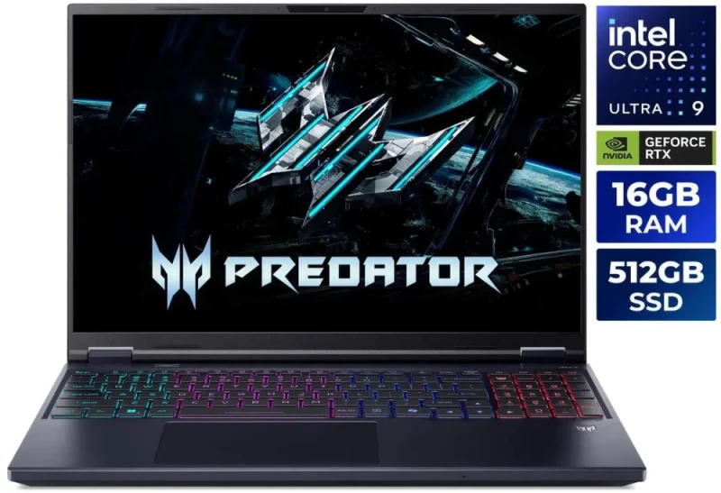 Acer Predator Helios Neo 16 AI NH.U44AA.004 Gaming Laptop - Intel Core Ultra 9 290HX, GeForce RTX 5070 Ti 12GB, 16GB DDR5 RAM, 512GB SSD, 16" WQXGA Display, Windows 11 Home - Featured Image