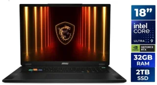 MSI Stealth 18 HX AI A2XWIG-028US Gaming Laptop - Intel Core Ultra 9 275HX, GeForce RTX 5080 Laptop GPU 16GB, 32GB DDR5-5600 RAM, 2TB NVMe SSD, 18" QHD+ 240Hz Display, Windows 11 Pro