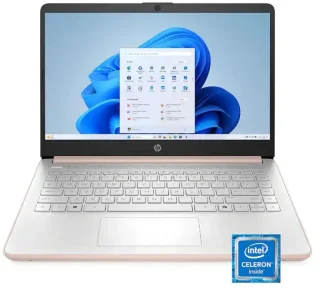 HP 14" Laptop - Intel Celeron N4500, 4GB RAM, 64GB eMMC Storage, 14" HD Display, Windows 11, Pale Rose Gold