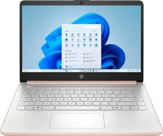 HP 14-dq6105dx Laptop - Intel Processor N150, 4GB RAM, 128GB UFS Storage, 14" HD Display, Windows 11 S, Pale Rose Gold
