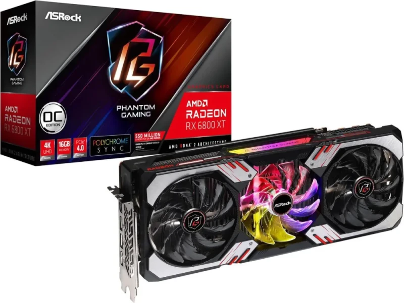Refurbished: ASRock Phantom Gaming Radeon RX 6800 XT 16GB Graphics Card - AMD Radeon RX 6800 XT, 16GB GDDR6, PCIe 4.0, 256-bit, Triple Fan - Featured Image
