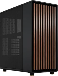 Fractal Design North Charcoal Black ATX Mid-Tower Case - Walnut Wood Front, Mesh Side Panel, 2x140mm Aspect PWM Fans, ATX Support, USB-C, Black