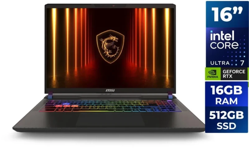 MSI Vector 16 HX AI A2XWHG-212US Gaming Laptop - Intel Core Ultra 7 255HX, GeForce RTX 5070 Ti 12GB, 16GB DDR5 RAM, 512GB NVMe SSD, 16" FHD+ 144Hz Display, Thunderbolt 5, Wi-Fi 6E, Windows 11 Home, Cosmo Gray - Featured Image