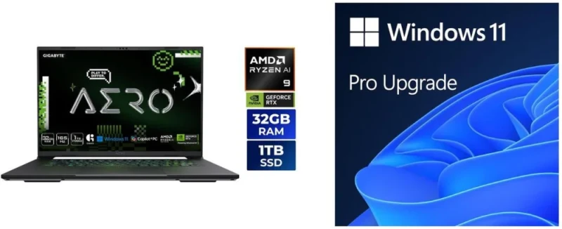 GIGABYTE AERO X16 4PHN4USC64AH Gaming Laptop - AMD Ryzen AI 9 465, GeForce RTX 5070 8GB, 32GB DDR5-5600 RAM, 1TB PCIe NVMe SSD, 16" WQXGA 165Hz Display, Windows 11 Pro - Featured Image
