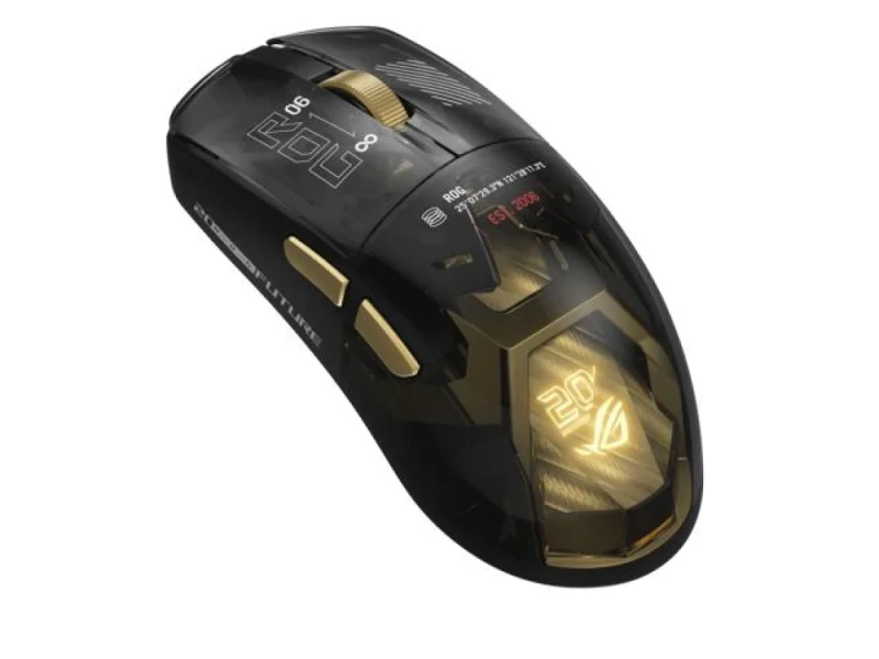 Asus ROG Harpe II Extreme Edition 20 - Wired, Wireless, Bluetooth Wireless Optical Mouse, 65000 DPI, Black / Gold color - Featured Image