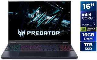 Acer Predator Helios Neo 16 AI NH.U42AA.001 Gaming Laptop - Intel Core Ultra 7 270HX Plus, NVIDIA GeForce RTX 5070 8GB, 16GB DDR5-6400 RAM, 1TB NVMe SSD, 16" WQXGA 180Hz Display, Windows 11