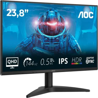 AOC Q24B36X 23.8" Gaming Monitor - 2560x1440 WQHD, 144Hz, IPS, 0.5ms MPRT, Adaptive-Sync, HDR10, HDMI 2.0, DisplayPort 1.4, Black
