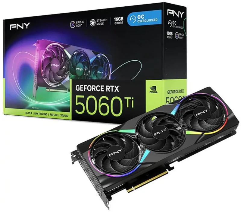 PNY ARGB OC GeForce RTX 5060 Ti 16GB 128-Bit GDDR7 DLSS 4.0 PCI Express 5.0 x8 Graphics Card RTX 5060 Ti 16GB Triple Fan ARGB OC VCG5060T16TFXXPB1-O - Image 9