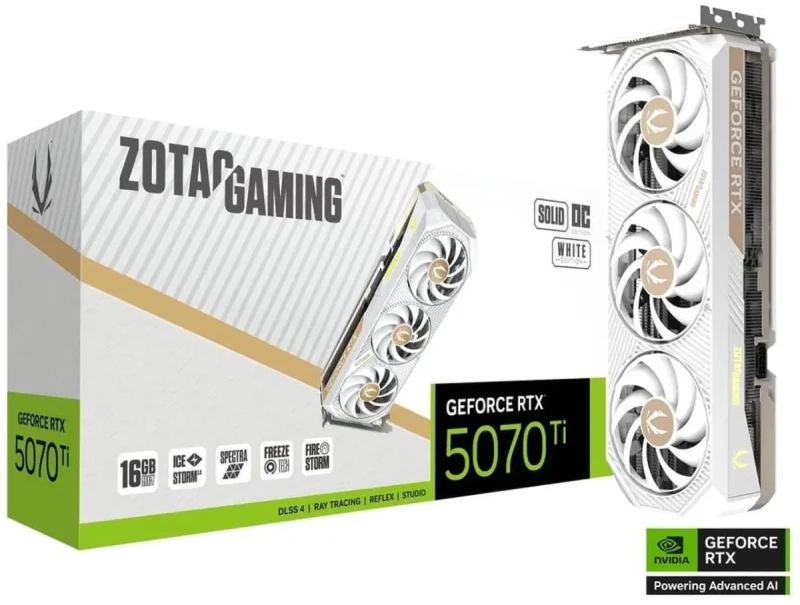 ZOTAC SOLID CORE OC White Edition GeForce RTX 5070 Ti 16GB GDDR7 PCI Express 5.0 x16 ATX Graphics Card RTX 5070 Ti SOLID CORE White Edition ZT-B50710Q2-10P - Image 8