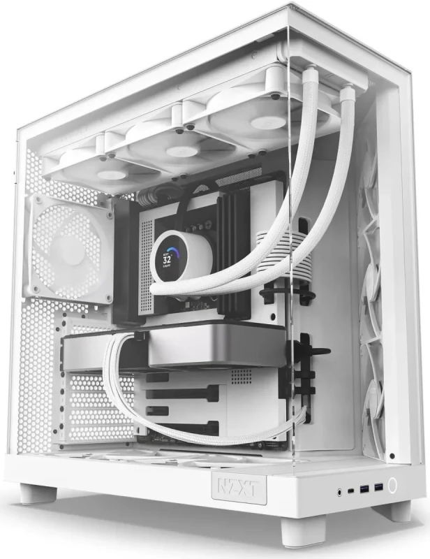 NZXT H6 Flow (White) - Compact Dual-Chamber Mid-Tower PC Case with Panoramic Glass, High-Airflow Panels & 3x 120mm Fans - Ideal for GPU Cooling & Show Builds - Image 3