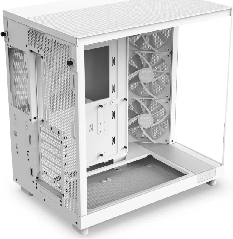 NZXT H6 Flow (White) - Compact Dual-Chamber Mid-Tower PC Case with Panoramic Glass, High-Airflow Panels & 3x 120mm Fans - Ideal for GPU Cooling & Show Builds - Image 6