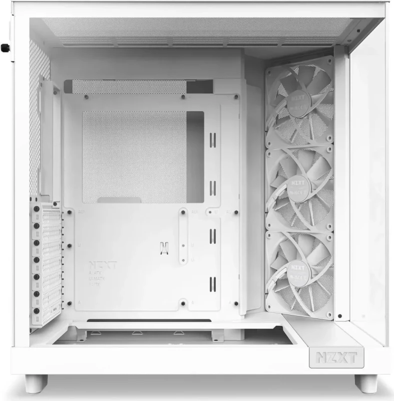 NZXT H6 Flow (White) - Compact Dual-Chamber Mid-Tower PC Case with Panoramic Glass, High-Airflow Panels & 3x 120mm Fans - Ideal for GPU Cooling & Show Builds - Image 12