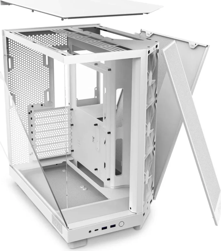 NZXT H6 Flow (White) - Compact Dual-Chamber Mid-Tower PC Case with Panoramic Glass, High-Airflow Panels & 3x 120mm Fans - Ideal for GPU Cooling & Show Builds - Image 14