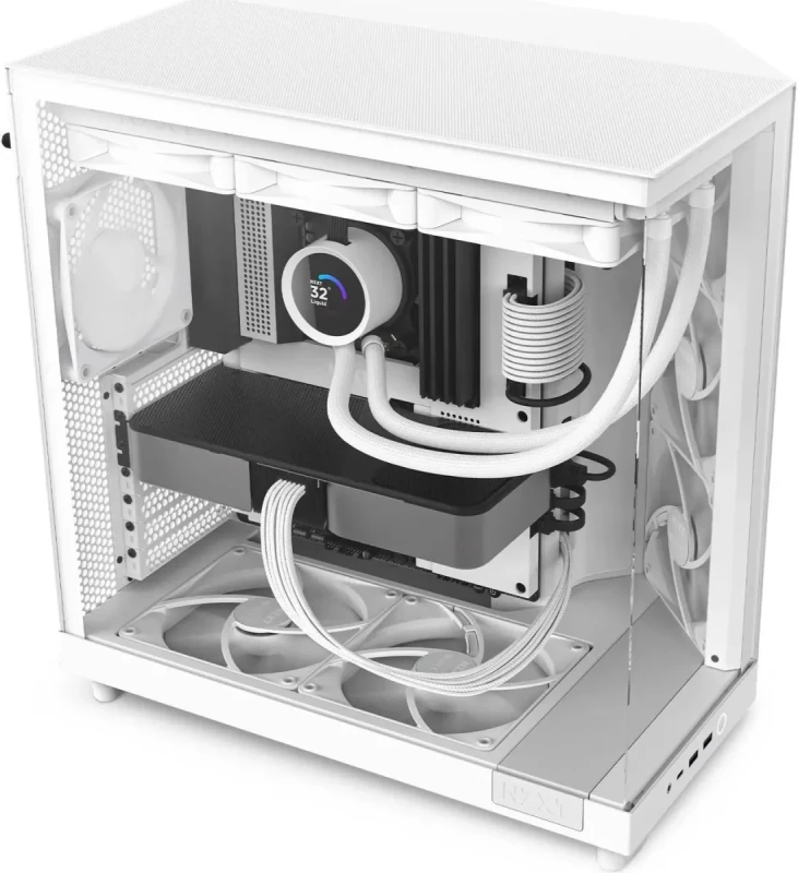 NZXT H6 Flow (White) - Compact Dual-Chamber Mid-Tower PC Case with Panoramic Glass, High-Airflow Panels & 3x 120mm Fans - Ideal for GPU Cooling & Show Builds - Image 15