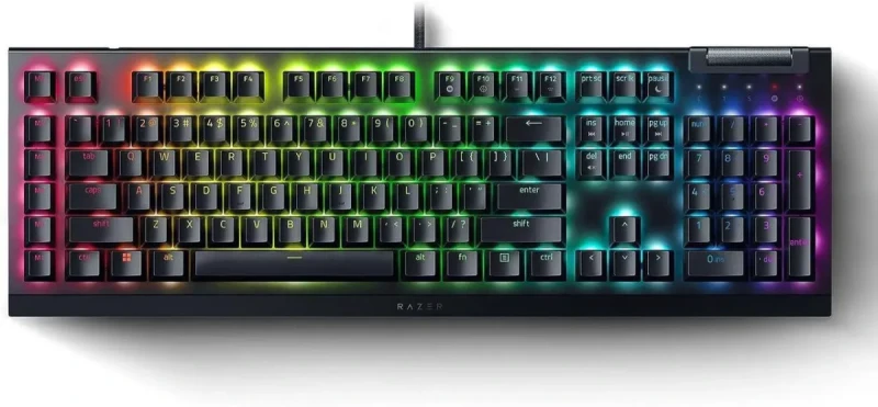 Razer BlackWidow V4 X Full Size Mechanical Gaming Keyboard - Yellow Switches (Linear and Silent), 6 Macro Keys, Chroma RGB, Doubleshot ABS Keycaps, Roller & Media Keys, Snap Tap - Black - Image 1