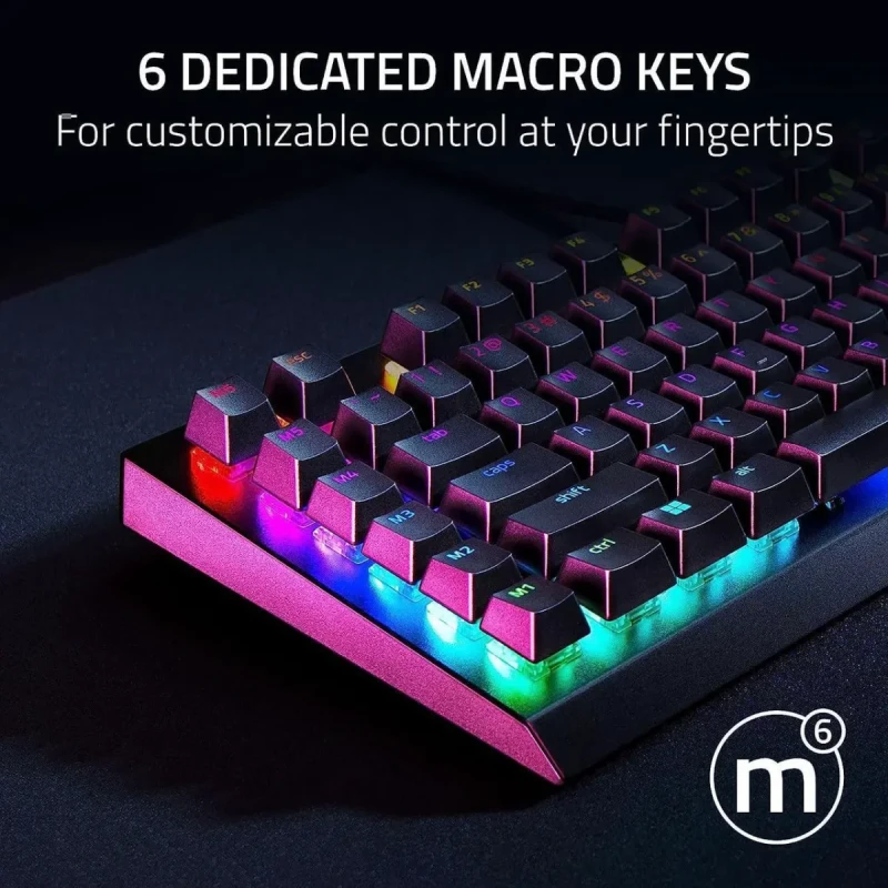 Razer BlackWidow V4 X Full Size Mechanical Gaming Keyboard - Yellow Switches (Linear and Silent), 6 Macro Keys, Chroma RGB, Doubleshot ABS Keycaps, Roller & Media Keys, Snap Tap - Black - Image 3