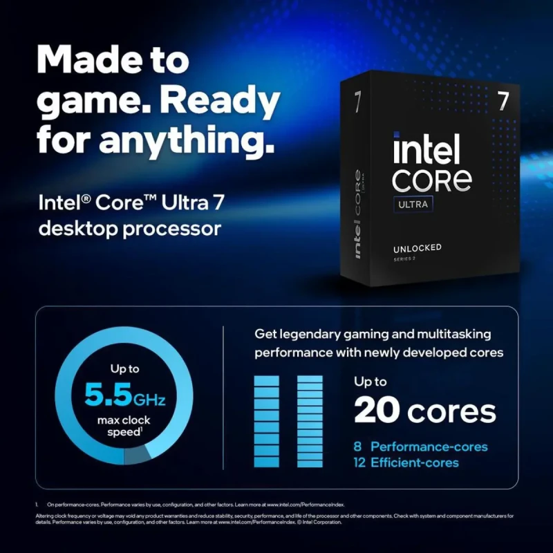 Intel Core Ultra 7 265KF - Core Ultra 7 (Series 2) Arrow Lake 20-Core (8P+12E),  LGA 1851, 125W Desktop Processor - BX80768265KF - Image 3
