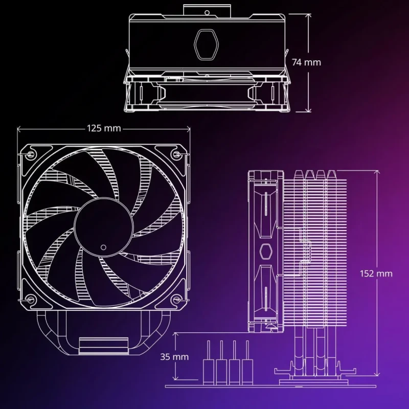Cooler Master Hyper 212 Pro CPU Air Cooler, SickleFlow Edge 120 PWM Fan, Superconductive Composite 4 Copper Heat Pipes, 152mm Tall, Sleek Top Cover, AMD Ryzen AM5|AM4, Intel LGA 1851|1700 Brackets - Image 13