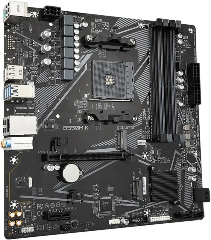 GIGABYTE B550M K AM4 AMD B550 Micro-ATX Motherboard with Dual M.2, SATA 6Gb/s, USB 3.2 Gen 1, Realtek GbE LAN, PCIe 4.0 - Image 5