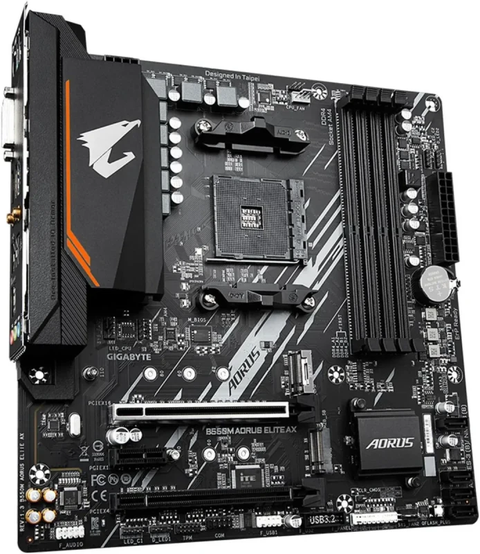 GIGABYTE B550M AORUS ELITE AX (rev 1.3) AM4 AMD B550 Micro-ATX Motherboard with Single M.2, SATA 6Gb/s, USB 3.2 Gen 1, Realtek GbE LAN, PCIe 4.0 - Image 3