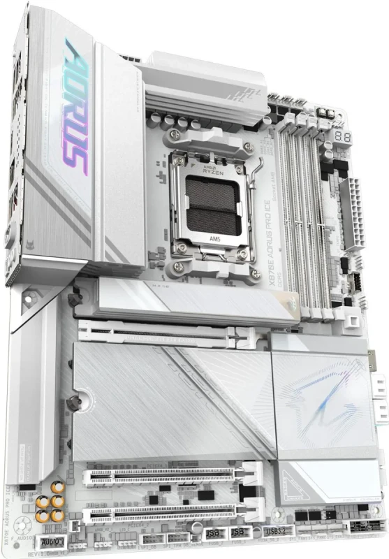 GIGABYTE X870E AORUS PRO ICE AM5 LGA 1718, ATX, DDR5, 4x M.2, PCIe 5.0, USB4, Wi-Fi 7, 2.5GbE LAN, EZ-Latch, 5-Year Warranty - Image 3