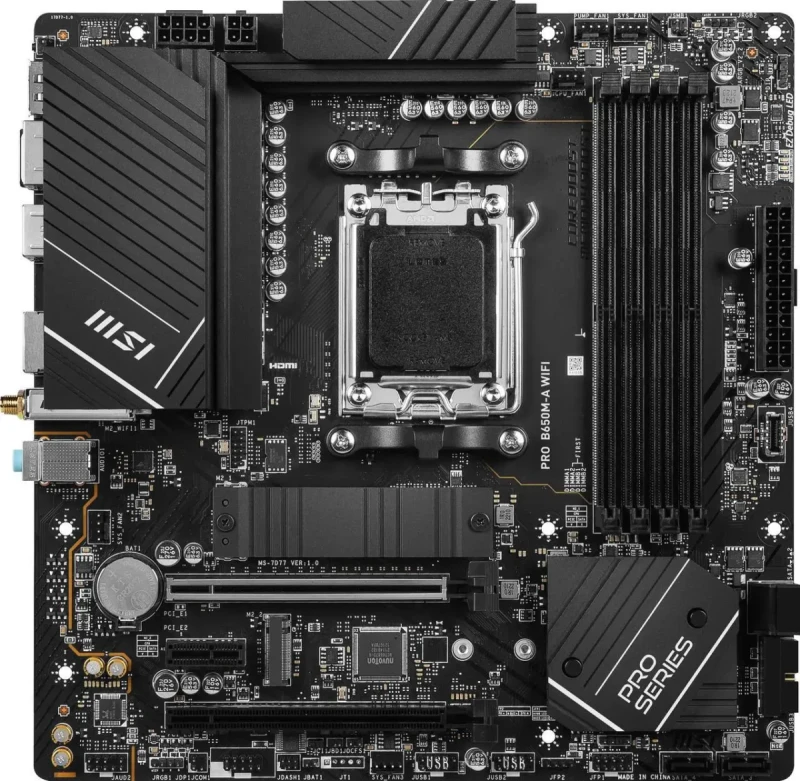 MSI PRO B650M-A WIFI AM5 AMD B650 SATA 6Gb/s DDR5 Ryzen 7000 Micro ATX Motherboard - Image 3