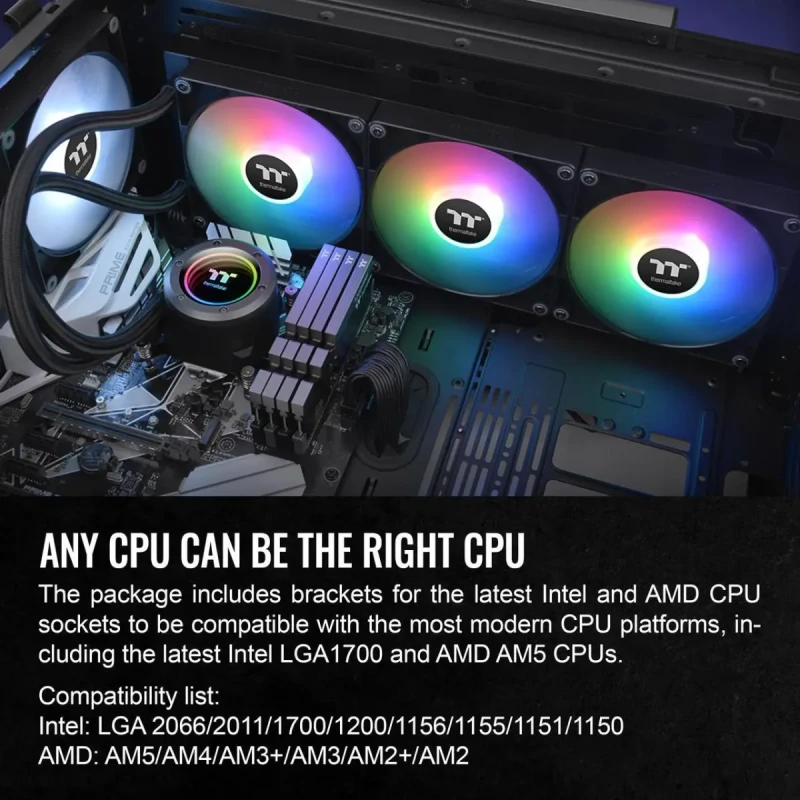 Thermaltake TH420 ARGB Sync V2 CPU Liquid Cooler/AlO Liquid Cooling/Fan 140mm*3/PWM 500~2000 RPM/Mirror Waterblock/MB ARGB Sync Control, CL-W376-PL14SW-A - Image 6