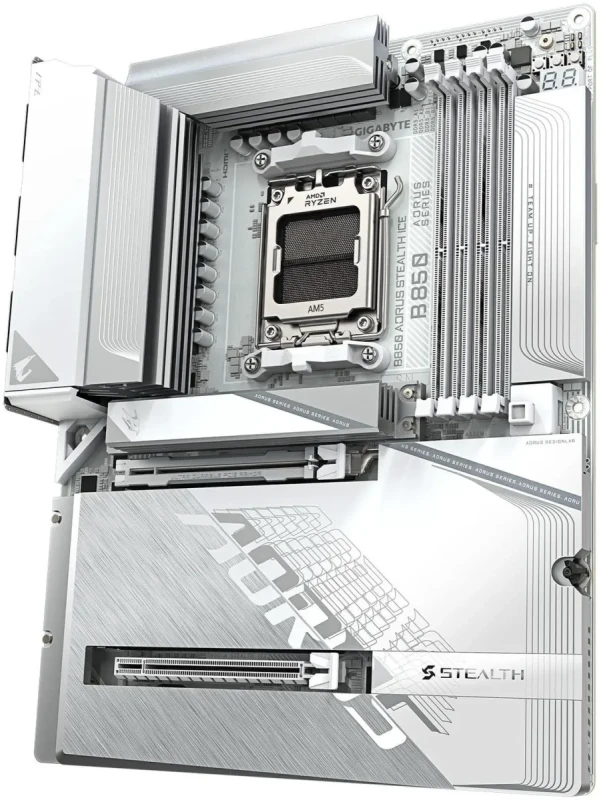 GIGABYTE B850 AORUS STEALTH ICE AMD AM5 Motherboard, ATX, DDR5, 4x M.2, PCIe 5.0, USB-C, WIFI7, 5GbE LAN, EZ-Latch, - Image 4
