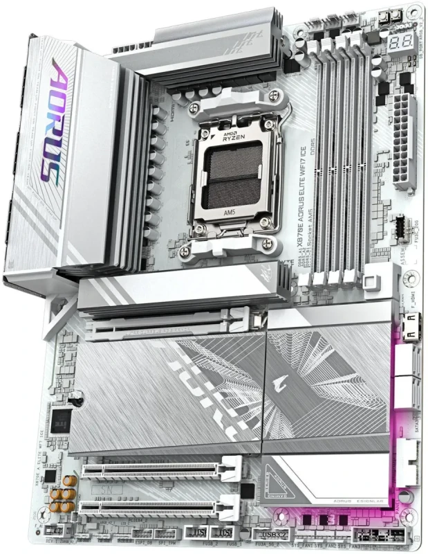 GIGABYTE X870E AORUS ELITE WIFI7 ICE AMD AM5 LGA 1718 Motherboard, ATX, DDR5, 4x M.2, PCIe 5.0, USB4, WIFI7, 2.5GbE LAN, EZ-Latch, 5-Year Warranty - Image 4