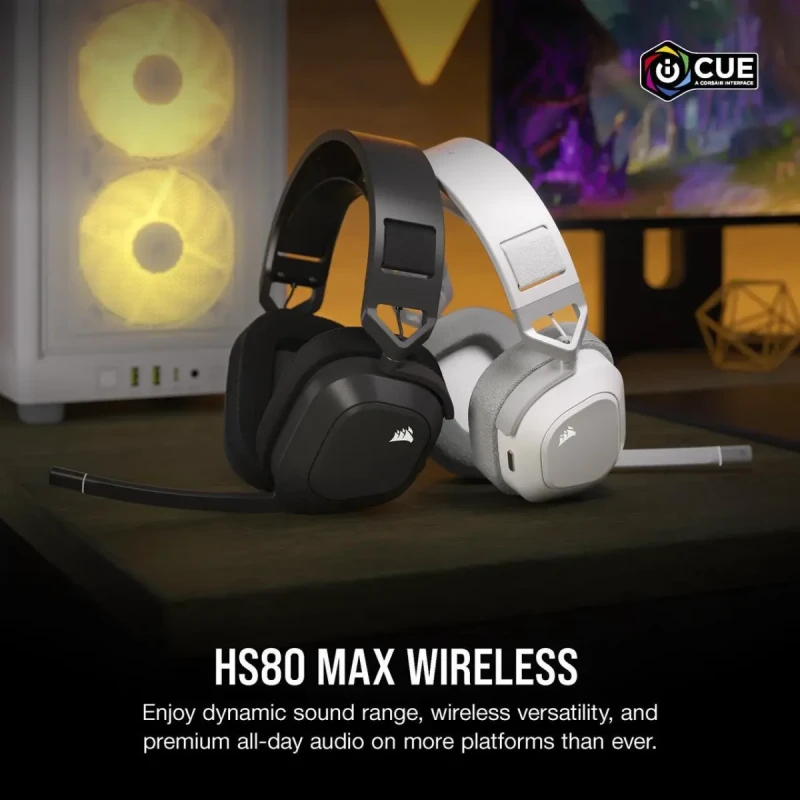 Corsair HS80 MAX Wireless Multiplatform Gaming Headset with Bluetooth - Dolby Atmos - Broadcast Quality Microphone - iCUE Compatible - PC, Mac, PS5, PS4, Mobile - Steel Gray - Image 2