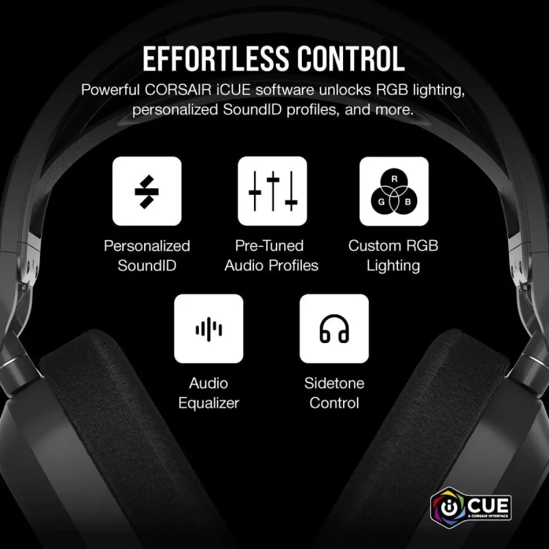 Corsair HS80 MAX Wireless Multiplatform Gaming Headset with Bluetooth - Dolby Atmos - Broadcast Quality Microphone - iCUE Compatible - PC, Mac, PS5, PS4, Mobile - Steel Gray - Image 8