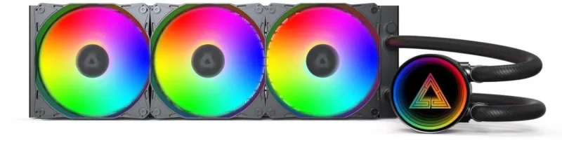 MONTECH LightFlow ARGB 360 CPU Liquid Cooler, 360mm AIO with Infinity Mirror Design, 3100RPM Pump, 3x120mm ARGB Fans, Intel & AMD Support (Black) - Image 2