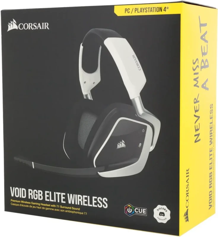 Corsair VOID RGB Elite Wireless Premium Gaming Headset with 7.1 Surround Sound - Discord Certified - Works with PC, PS5 and PS4 - White (CA-9011202-NA) - Image 6