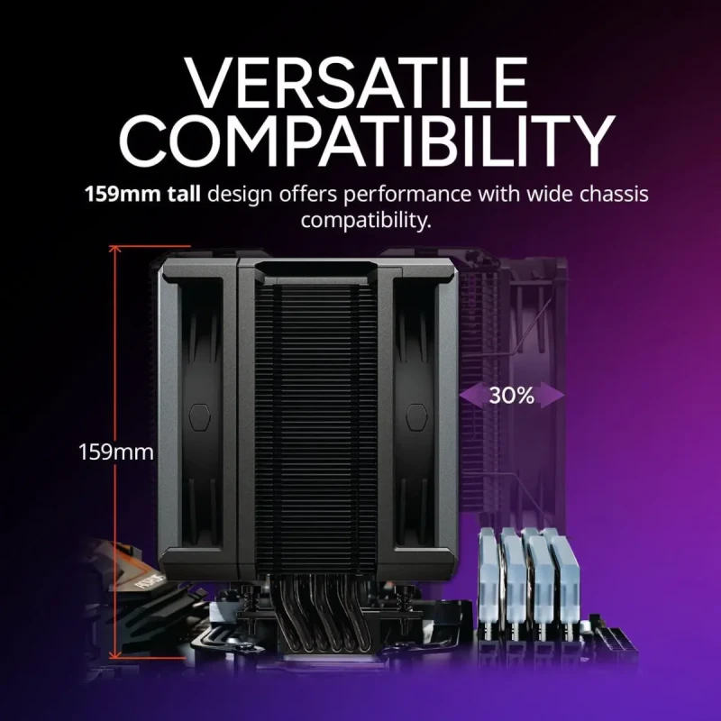 Cooler Master Hyper 612 APEX CPU Air Cooler, Dual Mobius 120 PWM Fan, Superconductive Composite 6 Copper Heat Pipes, 159mm Tall, Sleek Top Cover, AMD Ryzen AM5|AM4, Intel LGA 1851|1700 Brackets - Image 15