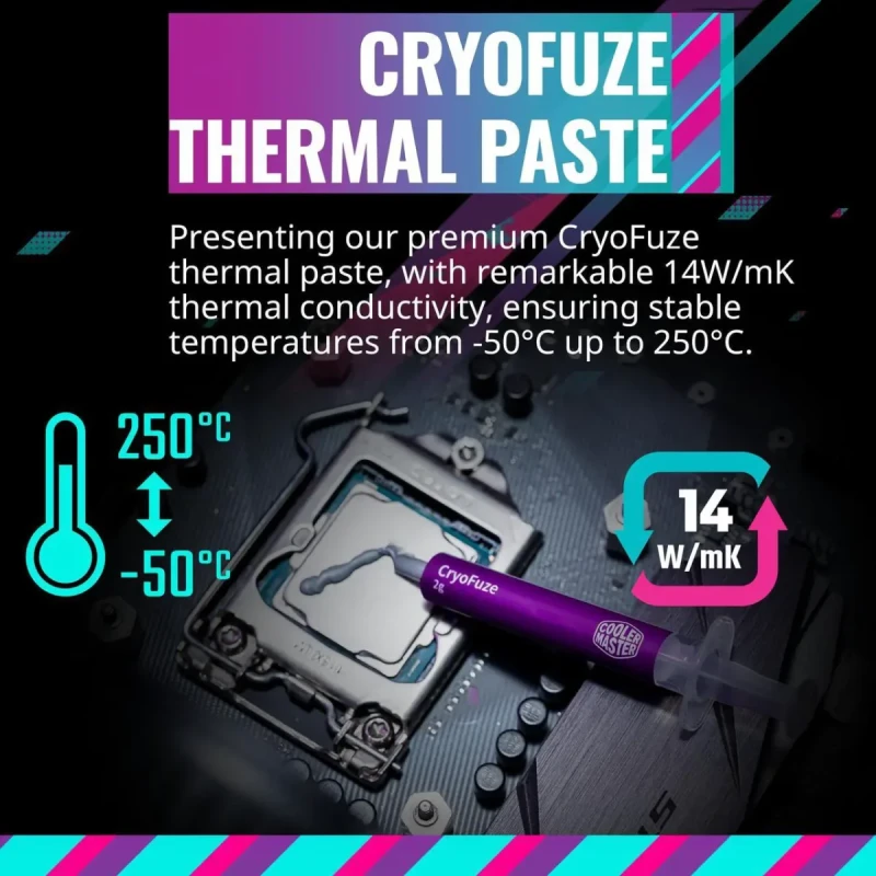 Cooler Master Hyper 212 Black CPU Air Cooler, SickleFlow 120mm Fan, Aluminum Top Cover, 4 Copper Heat Pipes, CryoFuze, 152mm(H), Brackets AMD Ryzen AM5|AM4, Intel LGA 1851|1700|1200 (RR-S4KK-25SN-R1) - Image 9