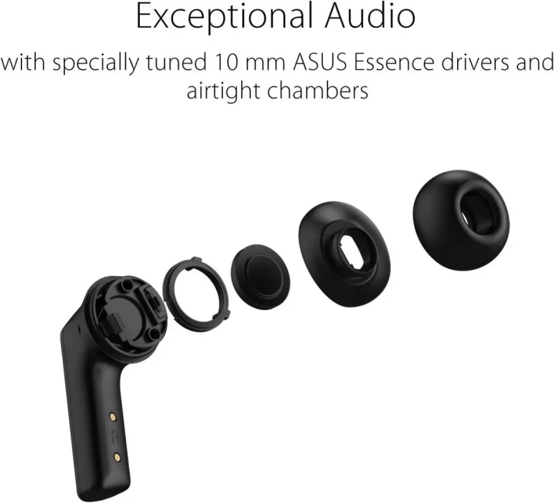 ASUS ROG Cetra True Wireless Gaming Headphones (Low-Latency Bluetooth Earbuds, Active Noise Cancelation, 27-Hour Battery Life, IPX4 Water Resistance, Wireless Charging)- Black - Image 2