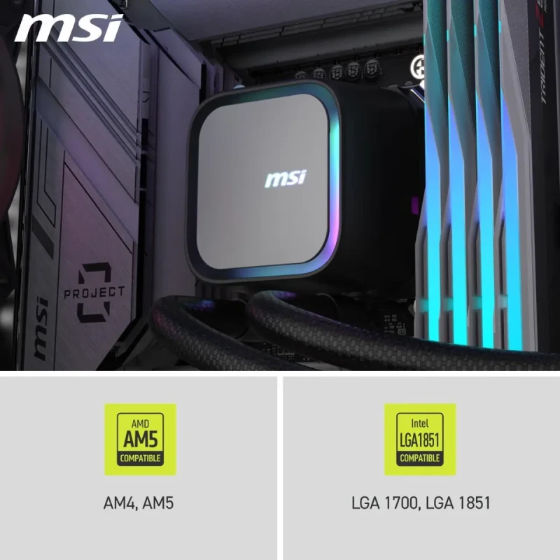 MSI MAG Coreliquid A13 360 Black - AIO ARGB Liquid Cooling - 360mm Radiator - Triple 120mm ARGB PWM Fans - EZ Connect - LGA 1700/1851/AM5/AM4 Compatible - Image 12