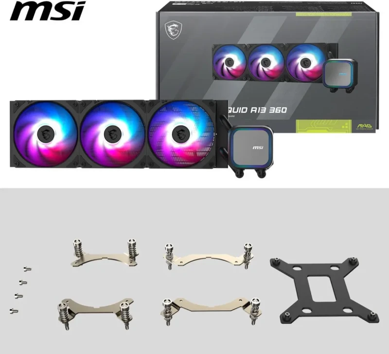 MSI MAG Coreliquid A13 360 Black - AIO ARGB Liquid Cooling - 360mm Radiator - Triple 120mm ARGB PWM Fans - EZ Connect - LGA 1700/1851/AM5/AM4 Compatible - Image 13