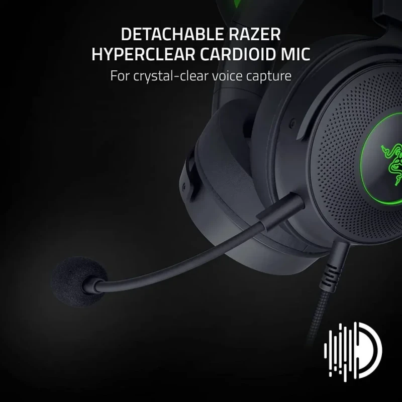Razer Kraken Kitty V2 Pro Wired RGB Headset: Interchangeable Ears (Kitty, Bear, Bunny) - Stream Reactive Lighting - Detachable HyperClear Cardioid Mic - 50mm Drivers - 7.1 Surround Sound - Black - Image 4