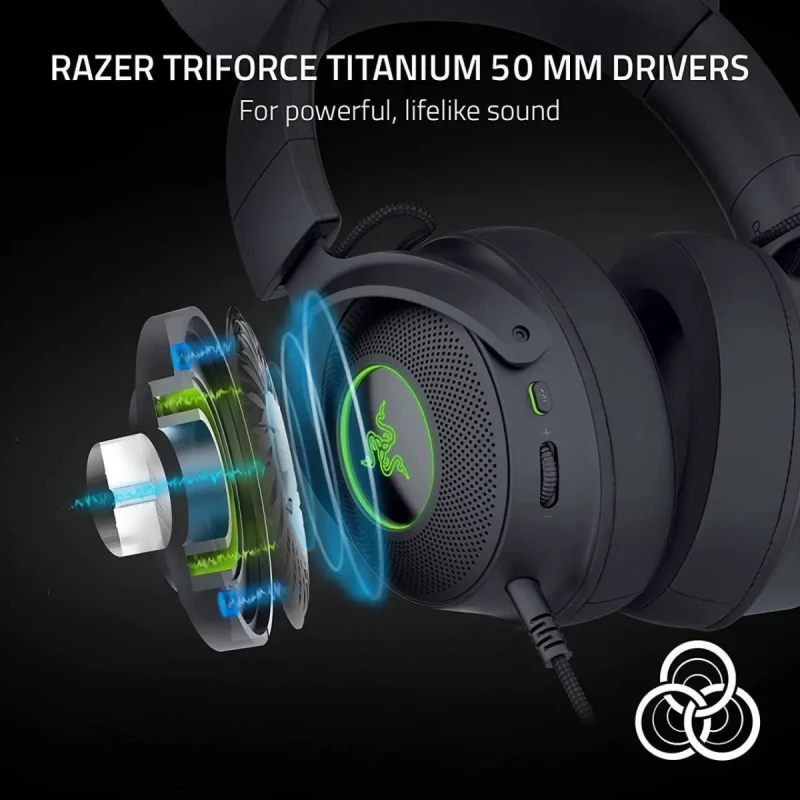 Razer Kraken Kitty V2 Pro Wired RGB Headset: Interchangeable Ears (Kitty, Bear, Bunny) - Stream Reactive Lighting - Detachable HyperClear Cardioid Mic - 50mm Drivers - 7.1 Surround Sound - Black - Image 5