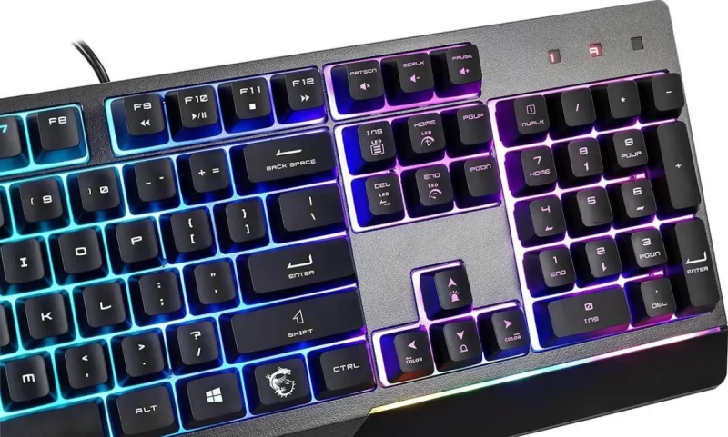 MSI Vigor GK30 Gaming Keyboard - Mechanical Membrane Switches, 6-Zone RGB, Water Repellent & Splash-Proof, 5000 DPI - Black - Image 3