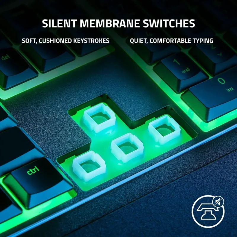 Razer Ornata V3 X Gaming Keyboard: Low-Profile Keys - Silent Membrane Switches - UV-Coated Keycaps - Spill Resistant - Chroma RGB Lighting - Ergonomic Wrist Rest - Classic Black - Image 3