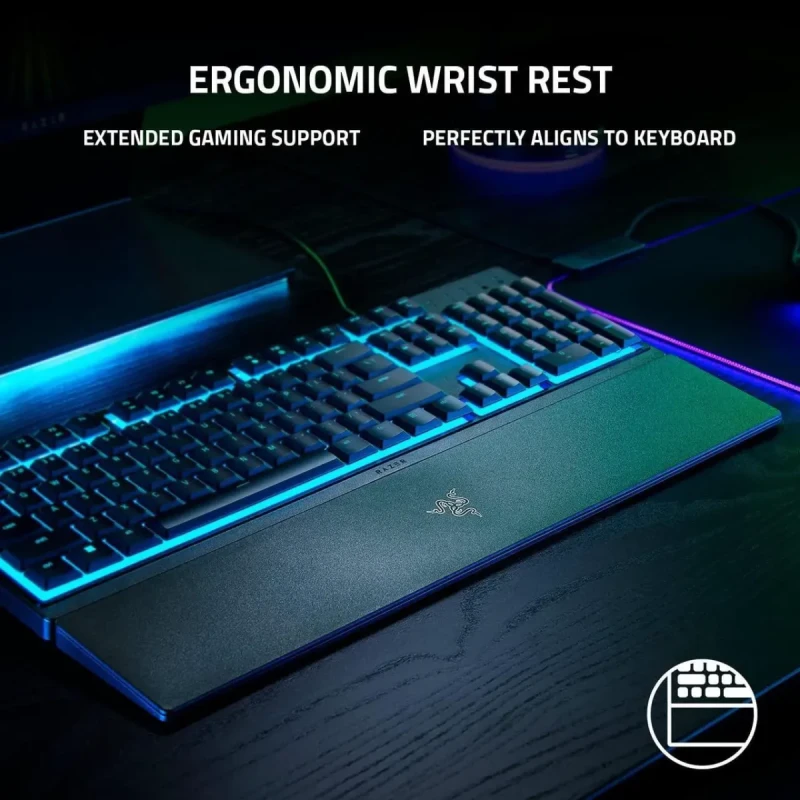 Razer Ornata V3 X Gaming Keyboard: Low-Profile Keys - Silent Membrane Switches - UV-Coated Keycaps - Spill Resistant - Chroma RGB Lighting - Ergonomic Wrist Rest - Classic Black - Image 6