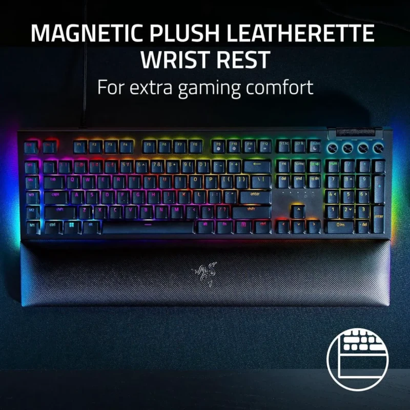 Razer BlackWidow V4 Mechanical Gaming Keyboard - Yellow Switches (Linear & Silent), Chroma RGB, 6 Dedicated Macro Keys, Magnetic Wrist Rest, Doubleshot ABS Keycaps, Multi-Function Roller & Media Keys - Image 5